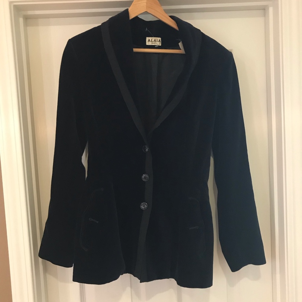 Alaia Midnight Blue velvet blazer sz 40